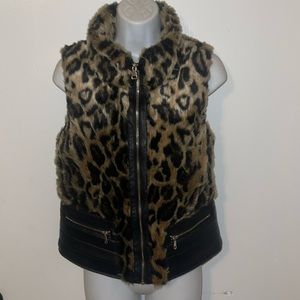CiSono Vest faux fur/cheetah black faux leather size M